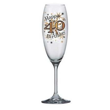 

Simon Elvin Keepsakes Black Gold 40th Champagne Flute Glass