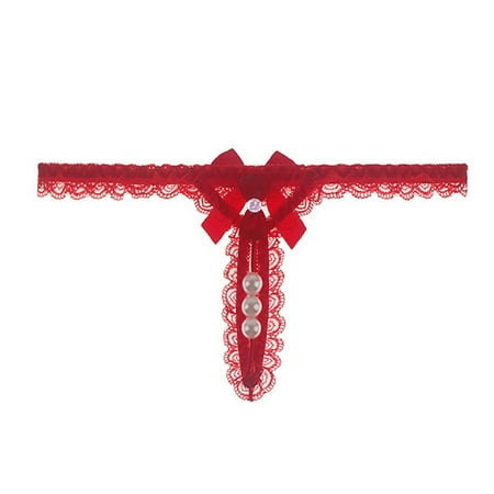 

Women Underwear Brief Panties Pendant Pearl Panties Low Waist Thongs Panties