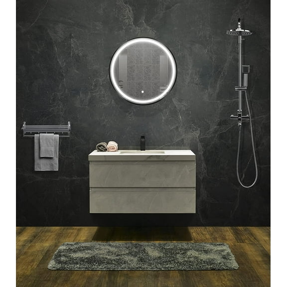 Vanity Art 28" Large LED Lighted Bathroom Vanity Wall Mirror with Touch Sensor | Modern Round Shape Wall Mounted Makeup Mirror with Adjustable LED Light for Over Sink Bedroom VA29C-B