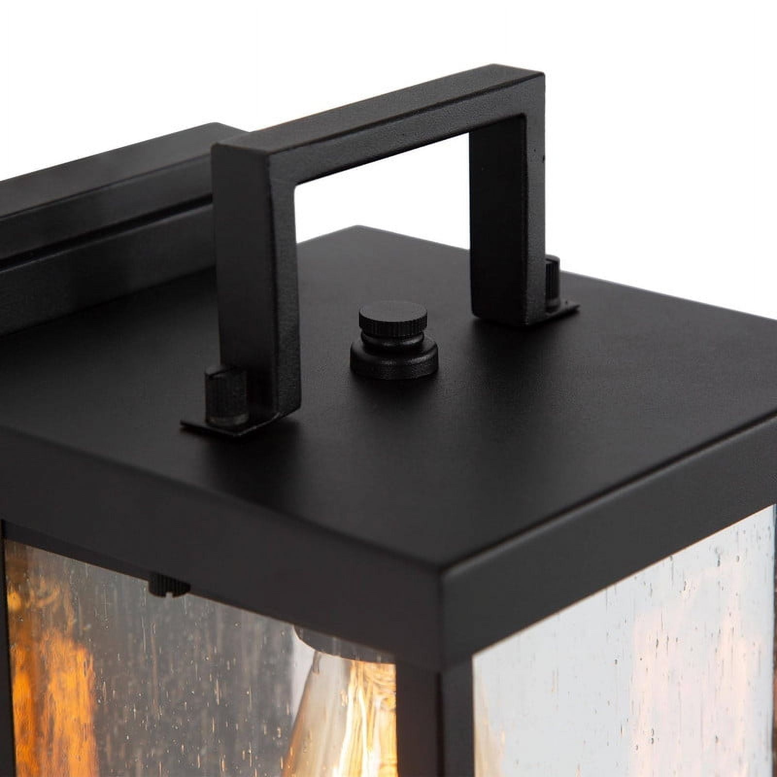 LNC Black Outdoor Wall Lantern withseeded Glass Panels, Modern Rectangularsconce, 10.5" H