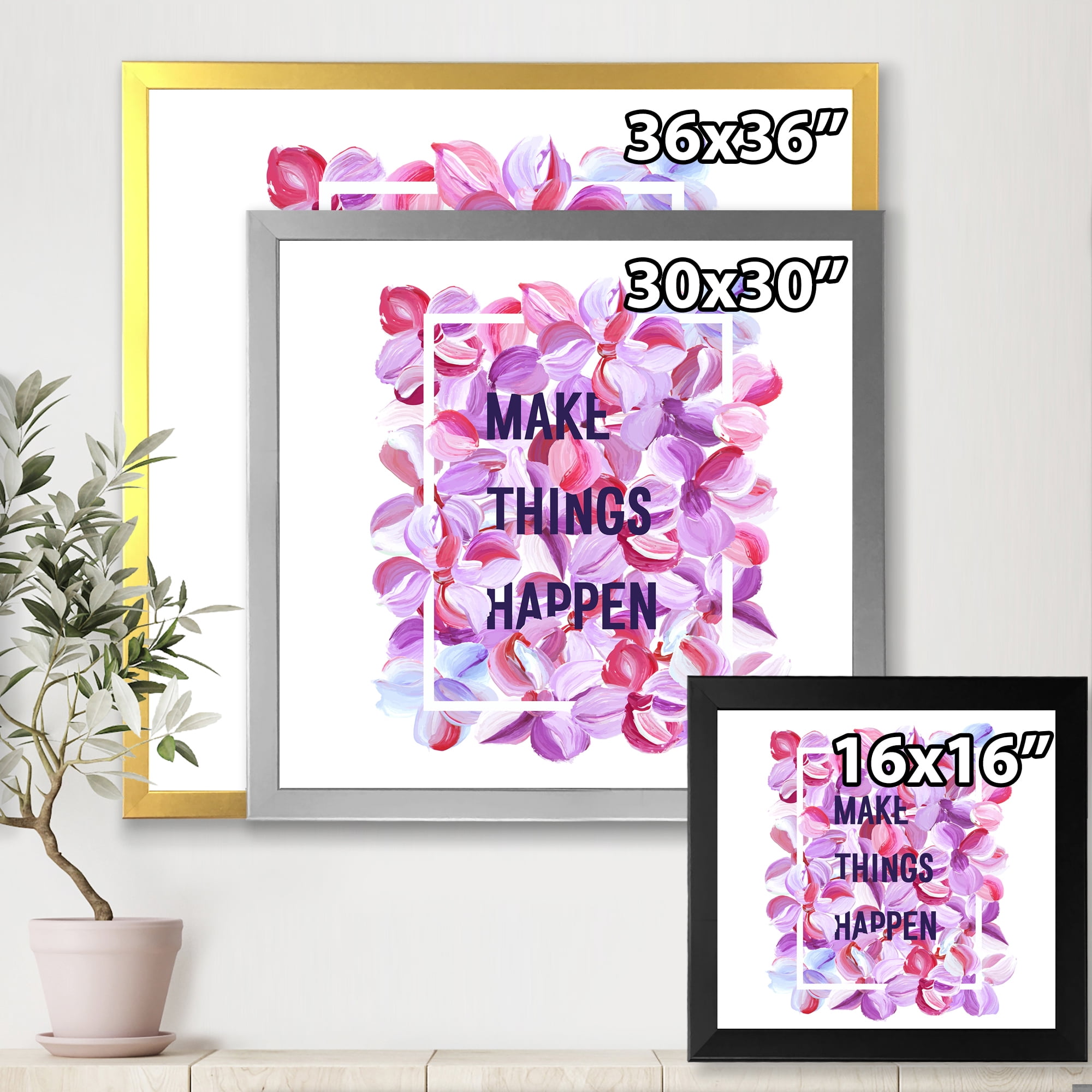 Designart 'Make Things Happen On Purple Flowers' Traditional Framed Art Print