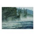 thumbnail image 1 of Yellowstone Cutting Board, Fog on Yellowstone River Alpine Trees by the Bank Wilderness Waterscape Picture, Decorative Tempered Glass Cutting and Serving Board, Small Size, Green Blue, by Ambesonne, 1 of 1