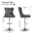 thumbnail image 2 of Velvet Bar Stools Set of 2 Modern Counter Height Bar Stools with Lion Pull Ring Tufted High Back, Nailhead Upholstered Barstools for Home Kitchen, Swivel Adjustable Stool Chair in Dark Grey, 2 of 9