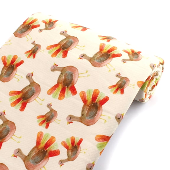 Watercolor Thanksgiving Turkeys Bullet Fabric 1 yard