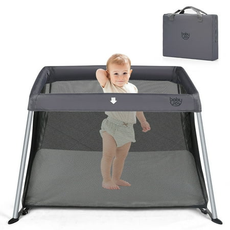 Costway Portable Baby Playpen Playard Lightweight w/ Travel Bag For Newborn Dark