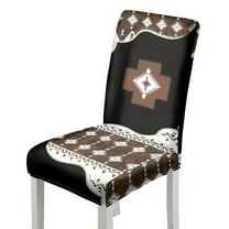 COEQINE Dining Room Chair Slipcovers Set of 1, Stretchable Universal Fit Chair Protector Polyester Spandex Machine Washable Covers for Dining Room, Ceremony, Southwest American Tribal Brown Black