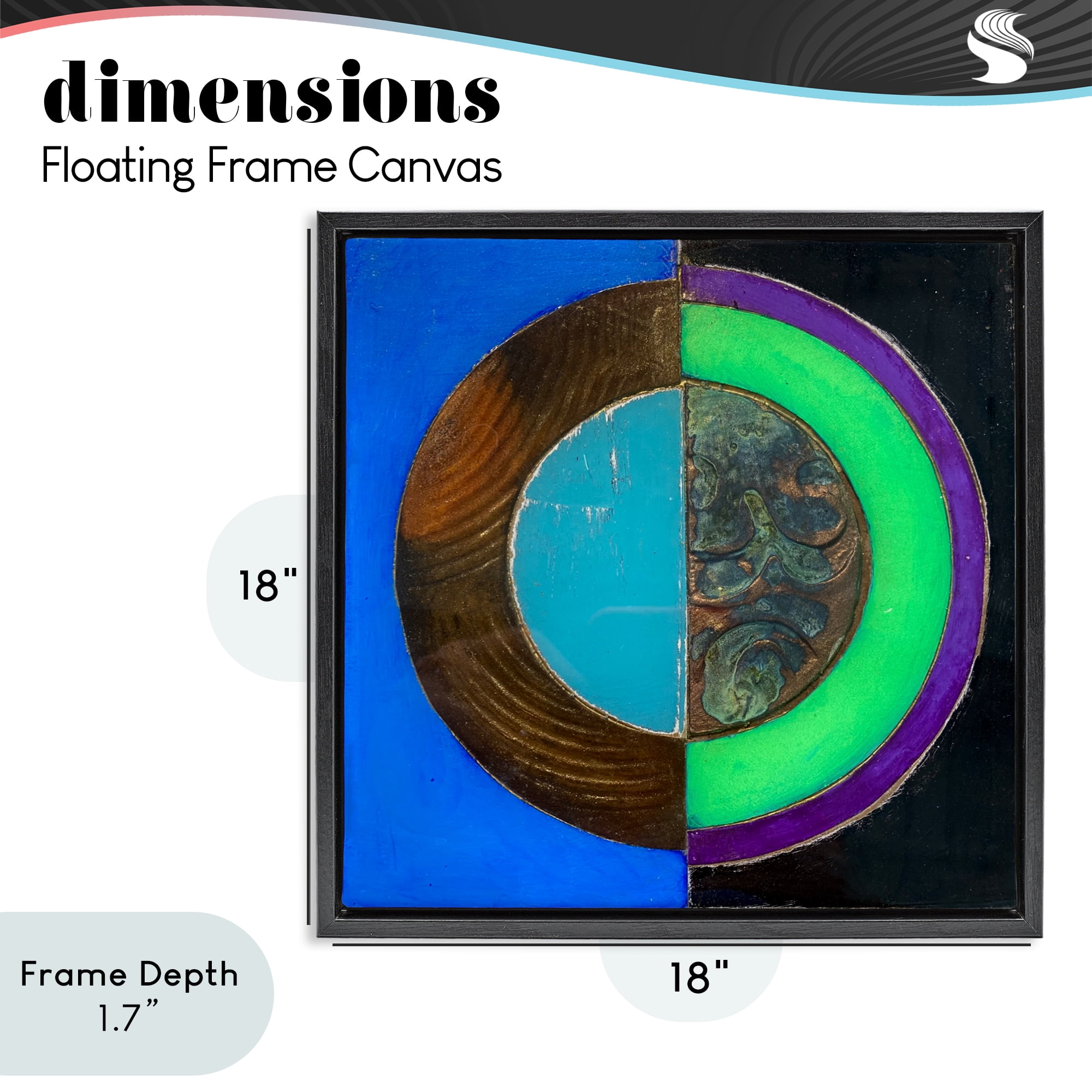Stupell Industries Nocturnal Circle Symmetry Black Framed Floater Canvas Wall Art, design by Matthew Finger