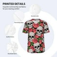 thumbnail image 4 of Balery Skull and Roses Baseball Jersey for Men Casual Button Down Shirts Short Sleeve Active Team Sports Uniform-Large, 4 of 9