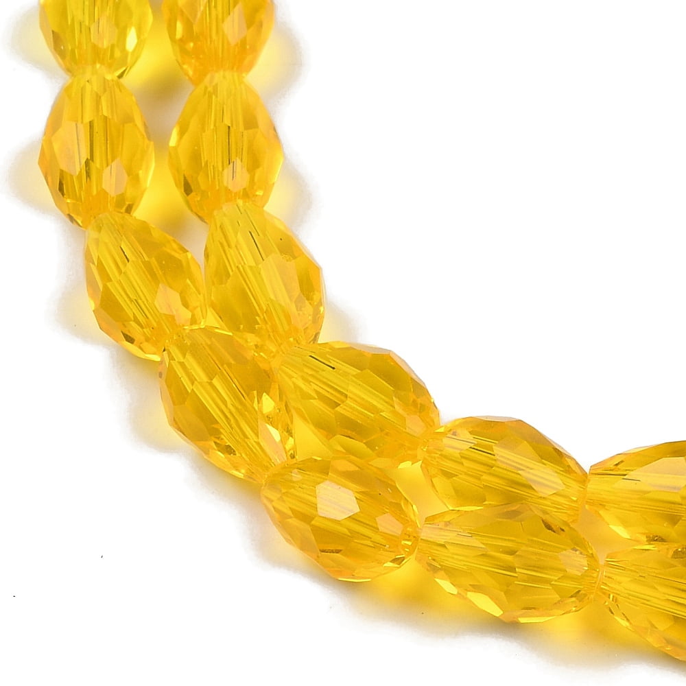 20strands Transparent Glass Beads Strands Faceted Teardrop golden 8x6mm Hole: 1.2mm about 65~67pcs/strand 20.08 inch(51cm)