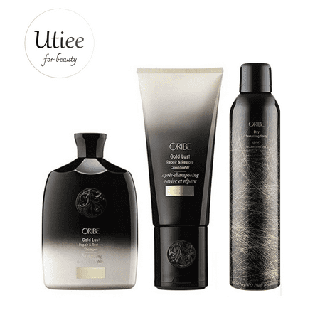 Oribe Gold Lust Repair & Restore Shampoo, Conditioner and Texturizing Spray bundle w/o box