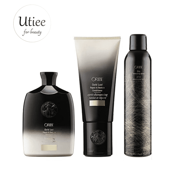 Oribe Gold Lust Repair & Restore Shampoo, Conditioner and Texturizing Spray bundle w/o box
