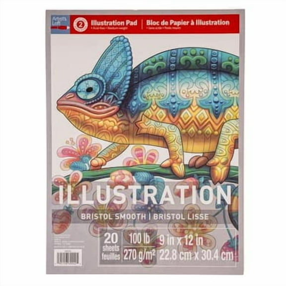 9" x 12" Bristol Smooth Illustration Pad by Artist's Loft - Acid-Free - Artist Level 2 Paper for Drawing - Inking - and Illustration - 15 Pack