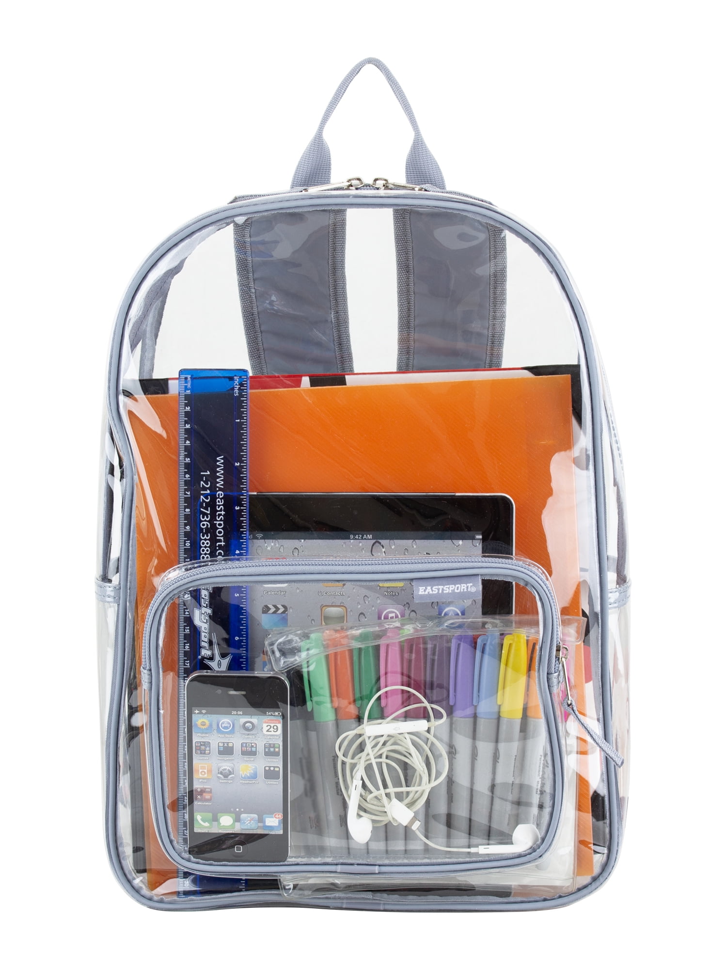 Eastsport Unisex Spark Clear 16" Backpack, Cool Grey