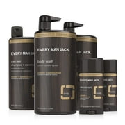 Every Man Jack MenS Body + Hair Bundle - Cleanse And Hydrate All Skin & Hair Types With Clean Ingredients And An Amber + Sandalwood Scent -Liter Body Wash Twin Pack, Deo Twin Pack, And 2-In-1 Sh.