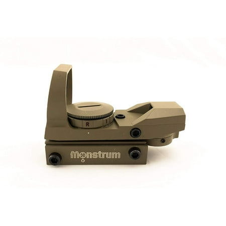 Monstrum Tactical R01C Red Dot Sight with 4 Reticles and Red/Green Illumination (Flat Dark (Best Airsoft Sight For M4)