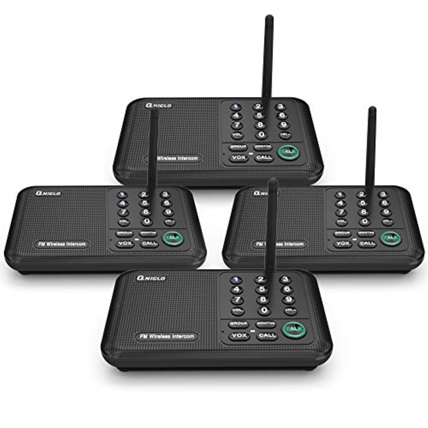 ingenieur kleur Uitstroom qniglo wireless intercom system, 1/2 mile long range fm 10 channel business  intercoms system for home and office (4 stations, black) - Walmart.com