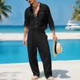 thumbnail image 6 of Aofany Men's Linen 2 Piece Outfits Casual Long Sleeve Button Down Shirts and Loose Lounge Pants Matching Sets Big and Tall Beach Outfits Set, 6 of 9