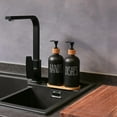 thumbnail image 4 of WOVTE Glass Hand and Dish Soap Dispenser Set, Kitchen Soap Dispenser Set with Tray, Suitable for Kitchen Sink, Housewarming Gift, Countertop Decor, Rustic Kitchen Decor (Black, 16oz), 4 of 6