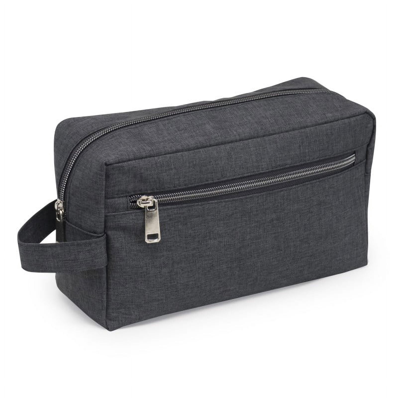 Heathered Toiletry Bag 2 pockets Travel Organizer Shaving Kit Bags Pouch For Men & Women Charcoal Gray