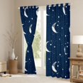 thumbnail image 3 of Homewish Mystic Galaxy Kitchen Curtains, Stars Moon Black Out Curtains Pack of 2 (42x63 Each), Navy Blue White, 3 of 5