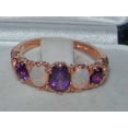 thumbnail image 2 of LBG British Made 14k Rose Gold Natural Amethyst & Opal Womens Band Ring - 33 size options - Size 9.5, 2 of 6