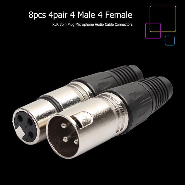 8pcs MIC Cable Terminal 4 Male 4 Female 3Pin Microphone Plug for Power Amplifier