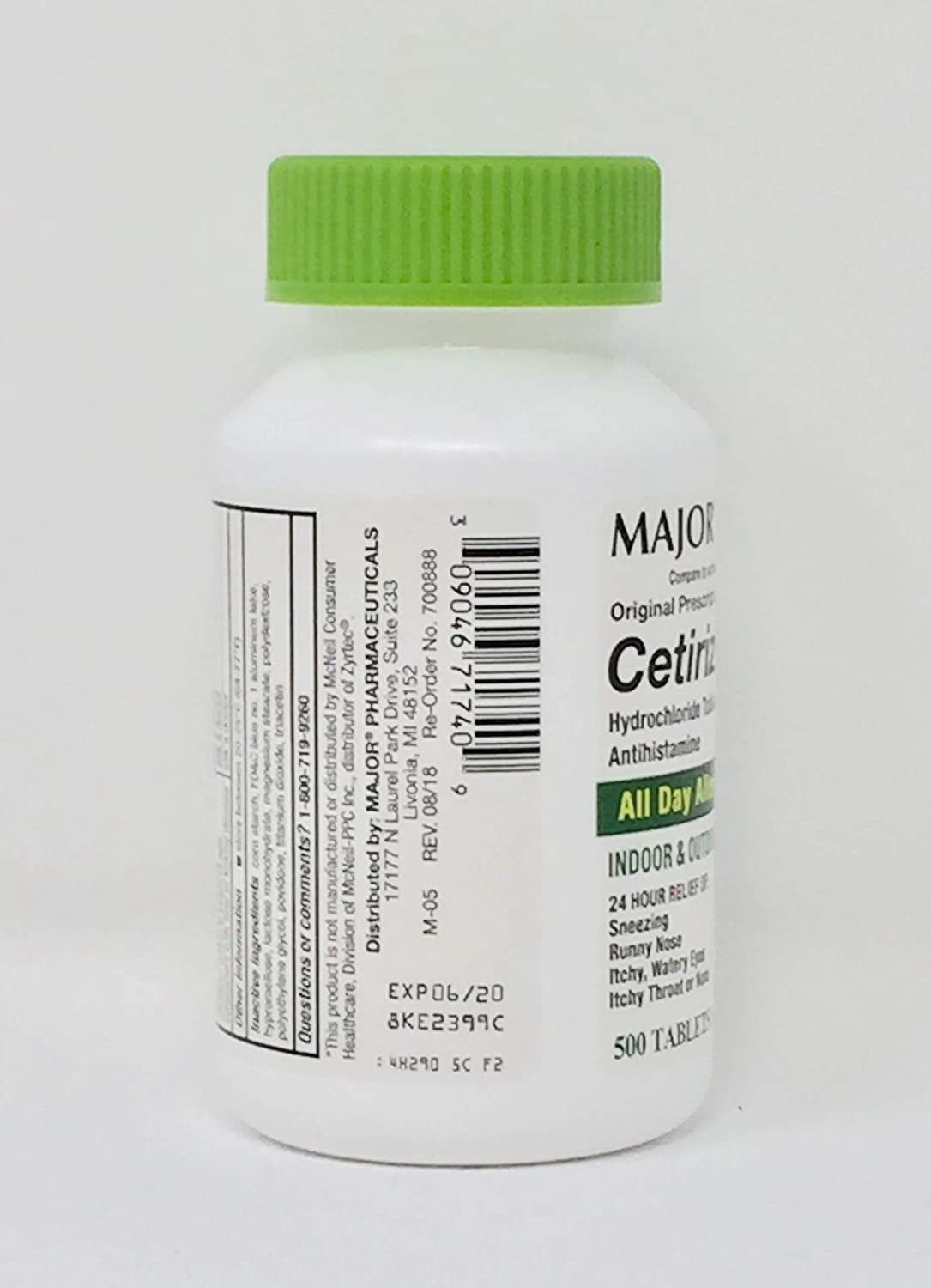 Major 904671740 All Day Allergy Relief Cetirizine 10mg 500 tabs (Pack of 2)
