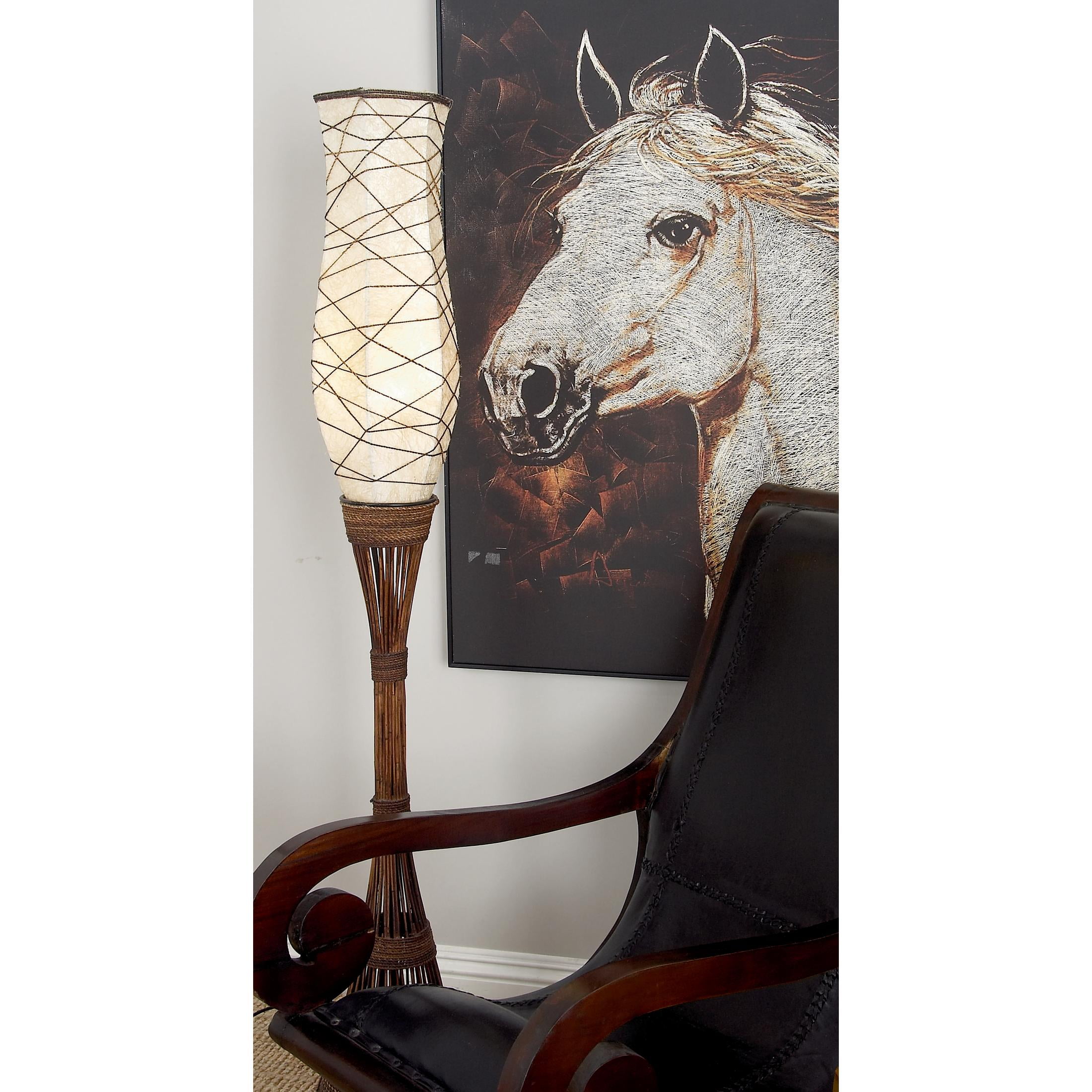 DecMode 59" Brown Floor Lamp with Cream Paper Shade