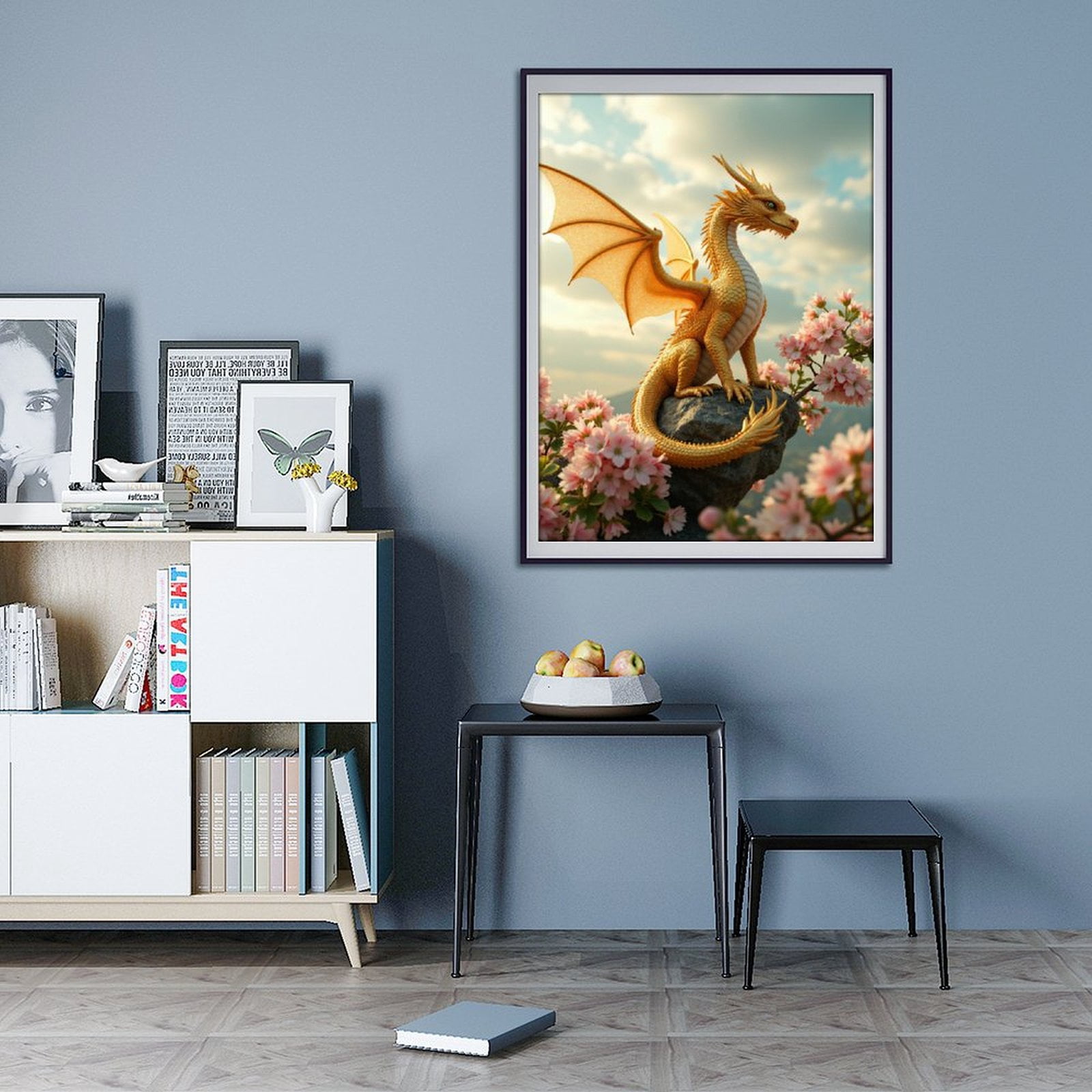 Diamond Art Kits for Adults - 5d Golden Dragon Among Blossoms Diamond Painting for Adults, Diamond Art for Adults Beginners, Diamond Painting Kits for Adults for Home Wall Decor