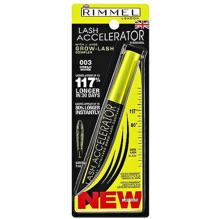Rimmel London Lash Accelerator Mascara, Black 002, XBLACK