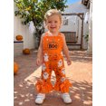 thumbnail image 6 of BemeyourBBs Kids Toddler Baby Girls Halloween Outfit Baby Girl Summer Fall Clothes Romper Overalls Cute Ghost Pumpkin Print Flare Pants Bell Bottom Jumpsuit Overalls, 6 of 9