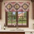 thumbnail image 6 of Southwest Aztec Curtain Valances for Windows, Kitchen Valance Window Treatments Panel 2 Pack, Boho Tribe Traditional Floral Patterned Rod Pocket Short Curtains for Bathroom Bedroom 42 x 12 Inch, 6 of 8