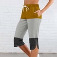 thumbnail image 2 of Capris for Seniors，Summer Womens Athletic Capris Pants Side Split Color Block Capri Pants Lace-Up Elastic Waist Pants Hip Lift Tummy Control Yoga Leggings Workout Gym Clothes, 2 of 7