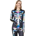 thumbnail image 3 of Notus Skeleton Bodysuits for Halloween Women's Sexy Skeleton Costume Cosplay Bodysuit Outfit Zip Up Jumpsuit Iridescent L, 3 of 7