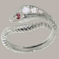 thumbnail image 2 of LBG British Made 14k White Gold Natural Opal & Ruby Womens Band Ring - 33 size options - Size 5, 2 of 6