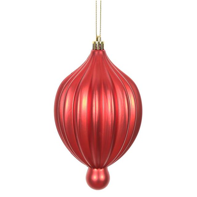 Vickerman N174603D 6,3 x 3,5 Po Ornement Lanterne Rouge Mat - 4 par Sac
