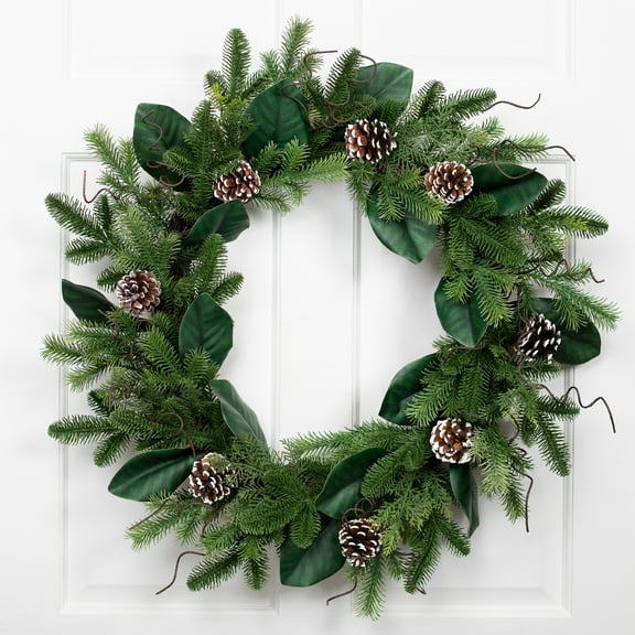Northlight Mixed Foliage and Whitewashed Pinecones Artificial Christmas Wreath - 28" - Unlit