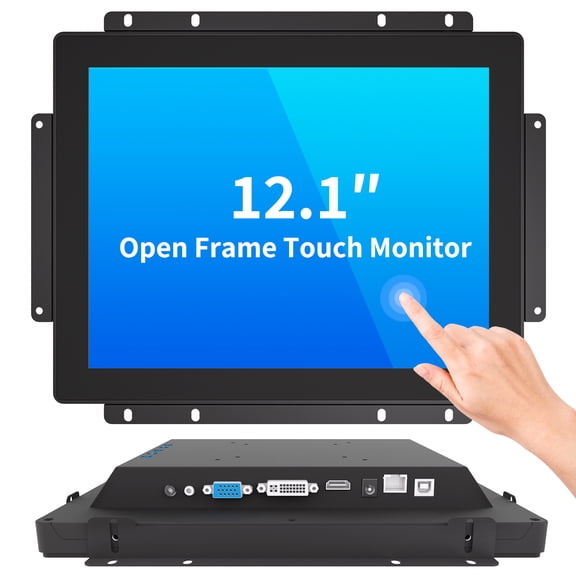 LMENGER 12.1IN Open Frame Touch Monitor, PCAP 10-Point Touch Industrial Touchscreen Monitor, with HDMI/VGA/DVI Interface, Active Matrix TFT LCD,LED Backlight, with VESA Mount