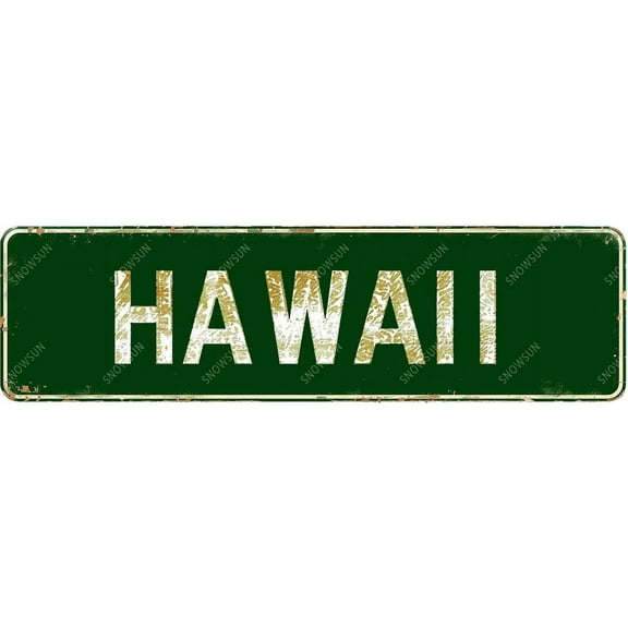 Metal Sign Hawaii Street Sign Vintage Tin Signs Aluminum Sign Art Plaque for Home Office Bar Garden Cafe Yard Garage 4×16 Inches