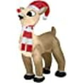 thumbnail image 3 of Gemmy Christmas Airblown Inflatable Standing Rudolph w/Santa Hat & Scarf, 3.5 ft Tall, Brown, 3 of 3