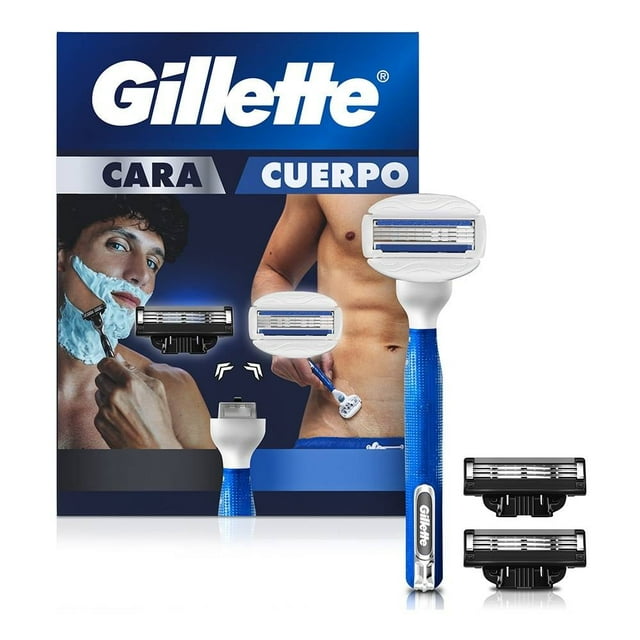 Máquina de afeitar Gillette kit para cara y cuerpo 1 mango y 3 cartuchos