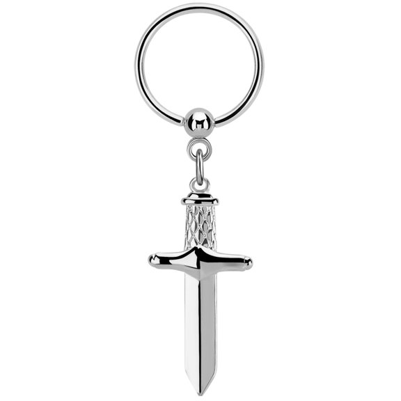 iJewelry2 Stainless Steel Dangling Sword Dagger Captive Beaded Ring Piercing 12mm