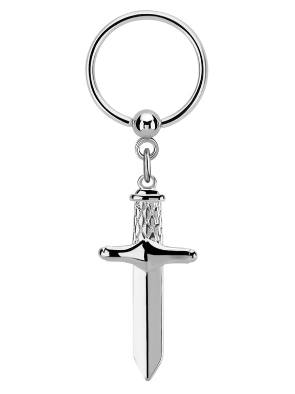 Stainless Steel Dangling Sword Dagger Captive Beaded Ring Piercing 12mm