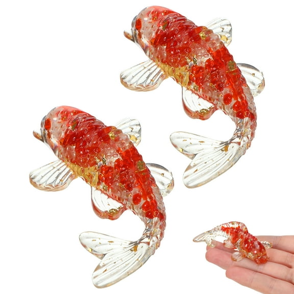 DRAFIDEEP 2Pcs Crystal Fish Figurine Red Miniature Ornament for Home Decoration 6.00X3.50X2.00Cm