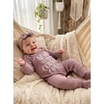 thumbnail image 6 of RUINIXCW Preemie/Newborn/Baby Girl Outfits Letter Embroidery Crew Neck Long Sleeve Romper and Bow Headband 2 Pcs Set for Fall, 6 of 9