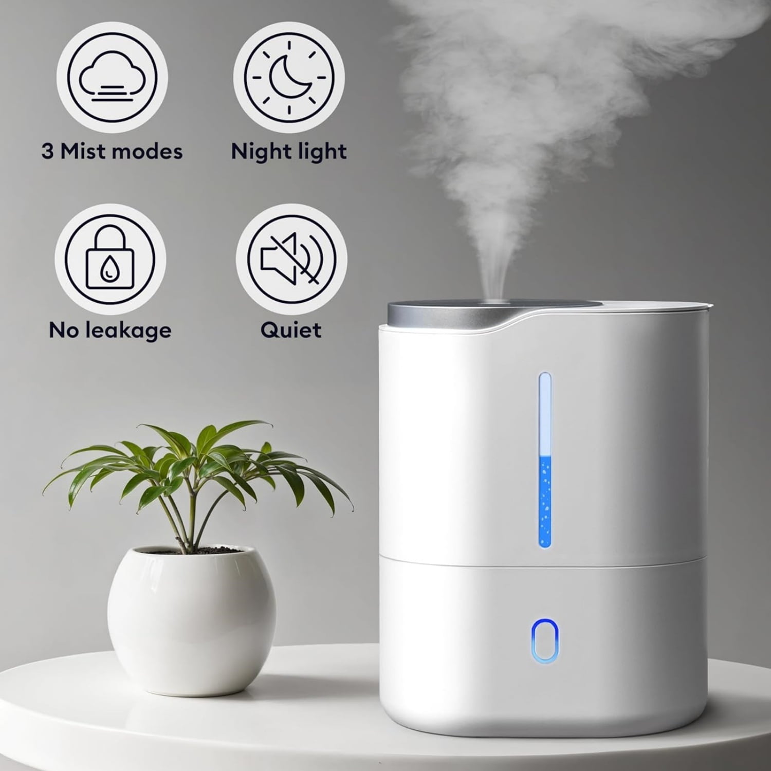 Ultrasonic Cool Mist Humidifier for Bedroom, Large Rooms, Home, 4L - Easy Fill & Clean Humidifier for Plants w/Auto Shut-off, 40H Runtime - Quiet, Top Fill Air Humidifier