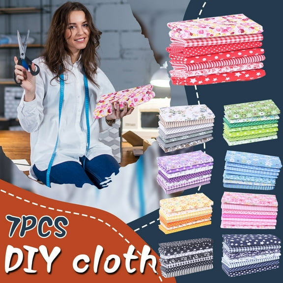 7Pc Diy Fabric Cotton Crafts Fabric Bundle Patchwork Squares Quilting Sewing Patchwork Diy 7Pcs Diy Knitting Diy
