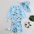 thumbnail image 3 of Ymyiu Toddler Boy Bathing Suit Boys Swim Shirt Toddler Baby Boys Cartoon Long Sleeve Quick Dry Sun Protection Beach Casual Swimsuit Baby Swimsuit 6-12 Months (Sky Blue,6-12 Months), 3 of 6