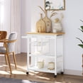 thumbnail image 4 of HOMCOM Wooden Rolling Kitchen Trolley Island Portable Kitchen Serving Cart with 3 Bottle Wine Rack, Towel Rack and Drawers, White, 4 of 10