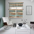 thumbnail image 5 of Pastoral Stripes Kitchen Curtains Valances and Tiers Set of 3 Green Vintage Worn Wood Grain Tier Curtains and Valance with Rod Pocket for Small Windows, 27.5"x24", 5 of 9
